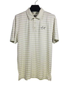 Truwear Polo Shirt Men's L Gray White Striped Grit Golf Performance Athletic